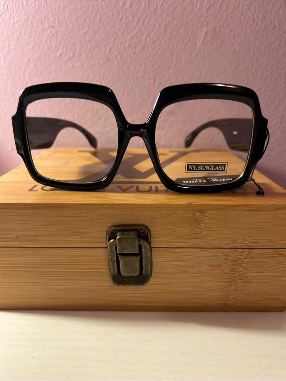 NY.Sunglass Black Oversized Square Women's Eyeglasses